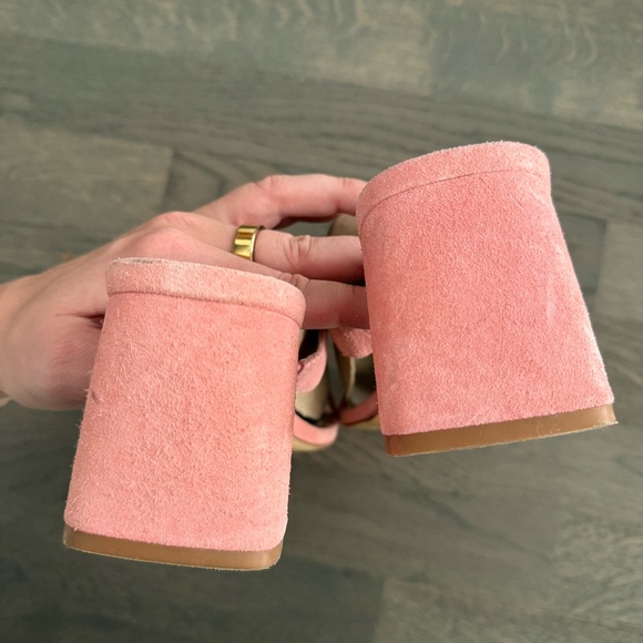 BP. Emmie Block Heel Slide Sandal Pink Creole Leather Upper Size 9 - Picture 5 of 9